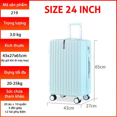 Vali kéo du lịch cao cấp bảo hành chính hãng Size 24inch-KS 219 - Vàng hồng