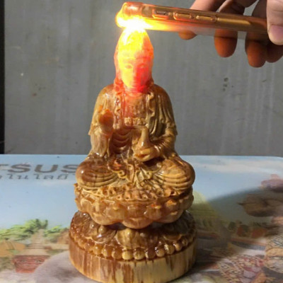 Tượng phật bà quan âm bồ tát bằng gỗ huyết long kt cao 15×9×9cm 