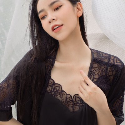 Bộ đồ ngủ dây ngắn Pink Stull ren