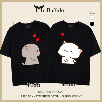 Áo thun cặp nam nữ tay lỡ Unisex form rộng có bigsize vải cotton T15T16- Mr.Buffalo
