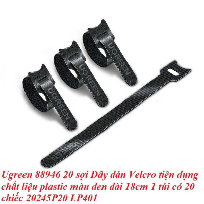 Ugreen UG88946LP401TK 20 sợi 18cm màu đen Dây dán Velcro tiện dụng chất liệu plastic 1 túi có 20 chiếc 20245P20 - HÀNG CHÍNH HÃNG