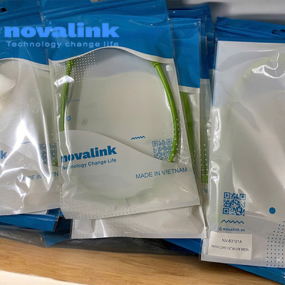 Dây nhảy mạng Cat6a màu xanh lá cây Novalink (0.5m/1m/2m/3m/10m/15m) | Patch cord cat6a 10Gbps băng thông 550MHz - hàng chính hãng