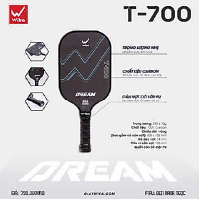 Vợt Pickleball Wi-ka Dream T700 - 14mm