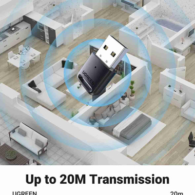 Ugreen UG80890CM390TK BT 5.0 Màu Đen USB nhận Bluetooth chuẩn 5.0 hổ trợ kết nối 5 thiết bị Bluetooth cùng lúc KHÔNG hổ trợ Apple - HÀNG CHÍNH HÃNG