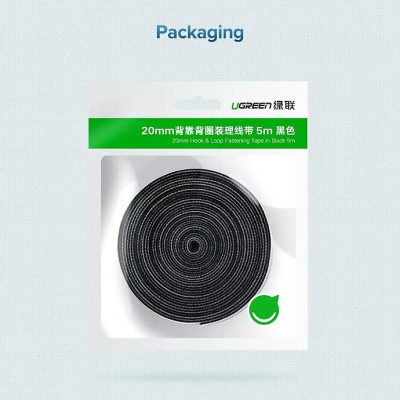 Ugreen UG40356LP124TK 5M Black Velcro Cable Organizer Black - HÀNG CHÍNH HÃNG