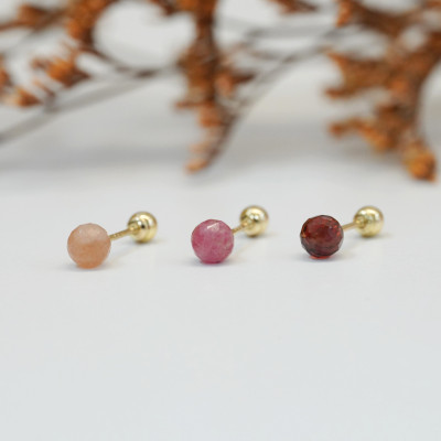 Bông Tai Vàng 14KY Đính đá thiên nhiên - MOON Jewelry