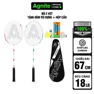 Cặp vợt cầu lông cán liền quấn cao su Agnite - Họa tiết khỏe khoắn - Kèm bao vợt cao cấp và cầu lông - 2 chiếc - Hàng chính hãng - F2110