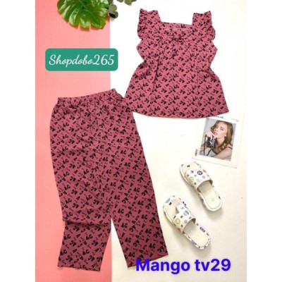 Đồ bộ nữ,đồ ngủ mặc nhà lửng 9 tấc vải lụa mango cao cấp BL 21 họa tiết dễ thương size 47-60kg.