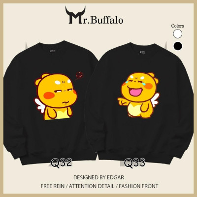 Áo Sweater cặp đôi Qoobee Q32-Q33 dễ thương Mr.Buffalo