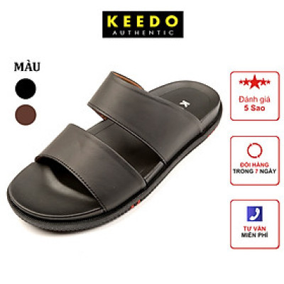 Dép quai ngang hàng hiệu da bò thật KEEDO TN-9021 Full hộp