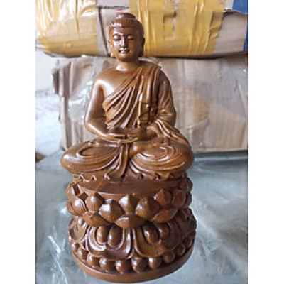 Tượng phật bổn sư thích ca bằng gỗ bách xanh thơm phức kt cao 15×9×9cm