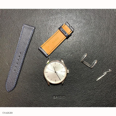 Dây Da Đồng Hồ Cổ Điển, 100% Da Bò Thật, Kiểu Dáng Phẳng Mỏng, Mặt Lót Chống Thấm Mồ Hôi, Tích Hợp Lớp Gia Cố Chống Giãn Đặc Biệt, Phụ Kiện Khóa và Chốt Bằng Thép Không Gỉ 316L - Hàng Chính Hãng SAIGIO
