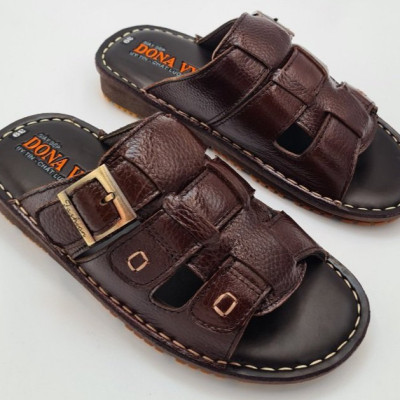 DÉP NAM BA QUAI DA BÒ,QUAI CÓ GẮN KHUY ĐẸP MẮT 