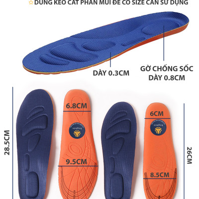 Lót giày thể thao EVA có 6 đệm chống sốc êm chân và rãnh chịu lực - buybox - BBPK154