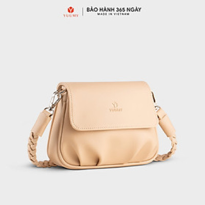 Túi Yuumy ( Thời trang nữ xếp nhún phối nắp gập size 20 - Túi đeo chéo da Seasand YN260 )