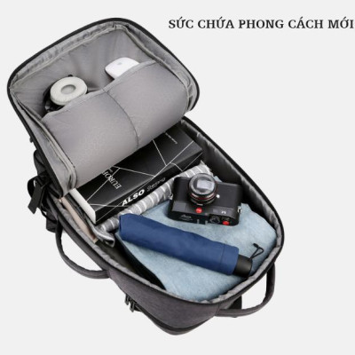 Ba lô nam thông minh đa năng siêu cao cấp nam sạc USB tiện dụng chứa máy tính 14 đến 17 inh - xám đá