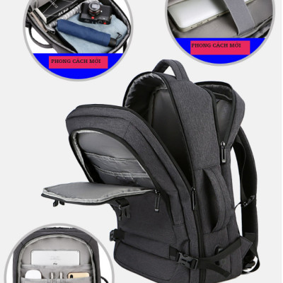 Ba lô nam thông minh đa năng siêu cao cấp nam sạc USB tiện dụng chứa máy tính 14 đến 17 inh - xám đá