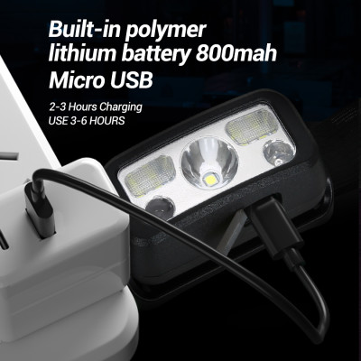 Đèn Pin LED Đội Đầu Sạc USB - cảm ứng ánh sáng, chống nước dùng ngoài trời - hàng nhập khẩu