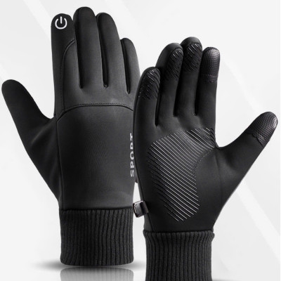 Găng tay nam đi xe máy mùa đông cảm ứng chống nước lót nỉ lông cực ấm - Thiết kế nam tính GTCD06