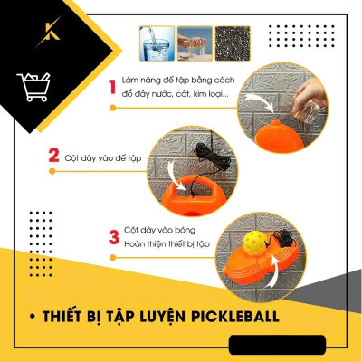 Bộ dụng cụ tập luyện Pickleball bao gồm một bảng đế và một quả bóng Pickleball có dây đàn hồi Giao Mầu Ngẫu Nhiên