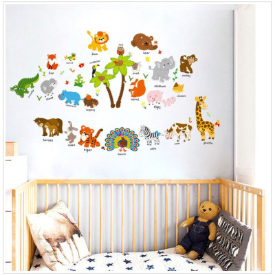 Decal trang dán tường vườn thú tiếng anh 3 AmyShop (68 x 126 cm)