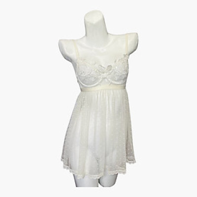 Váy Ngủ Ren Lưới D607 Có Gọng Thêu Hoa Xuyên Thấu Gợi Cảm