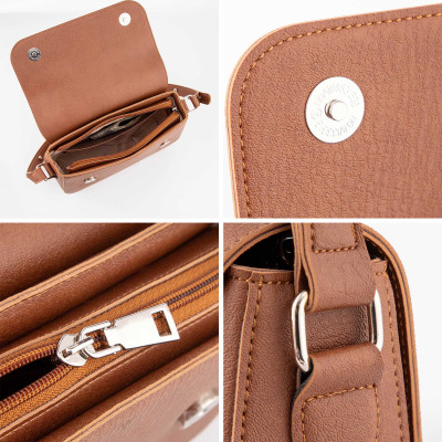 Túi Trita ( Thời trang nữ dáng hộp nắp gập bo tròn viền size 23 - Túi đeo chéo da RHN162 )