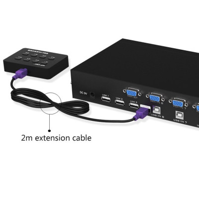 Bộ Switch KVM 8 PORT KVM VGA USB 1-8 MT-VIKI - 8 Máy Tính Ra 1 Màn Hình - Hàng Chính Hãng