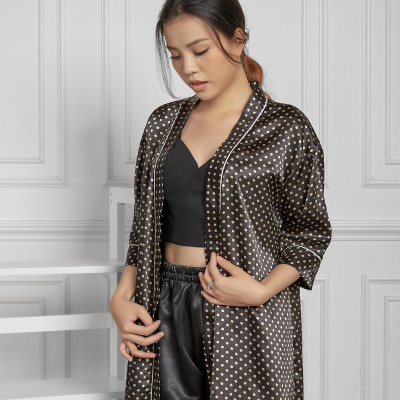 Áo Choàng Ngủ Lụa Thắt Dây Eo Maxivic, La Mộc - MM112104