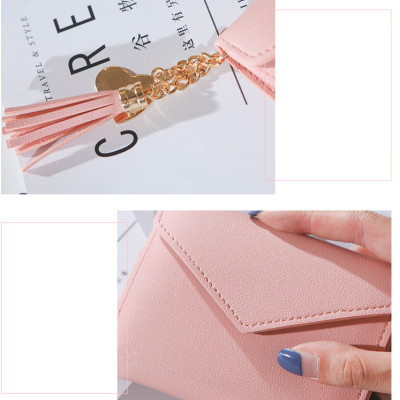 Ví Nữ Mini Ngắn Cầm Tay Phong Cách Hàn Quốc phụ kiện dây đeo trái tim (có hàng sẵn) (Hàng Chính Hãng)