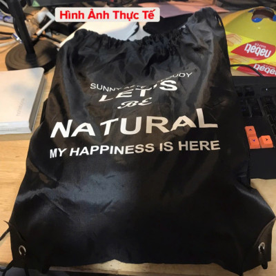 Balo dây rút vải, vải dù, đựng giấy tờ A4, laptop, quần áo, giày thể thao MÀU ĐEN