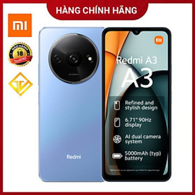Điện thoại Xiaomi Redmi A3 (4GB/128GB) Màn hình 6.71inch,pin 5000mAh - Hàng chính hãng