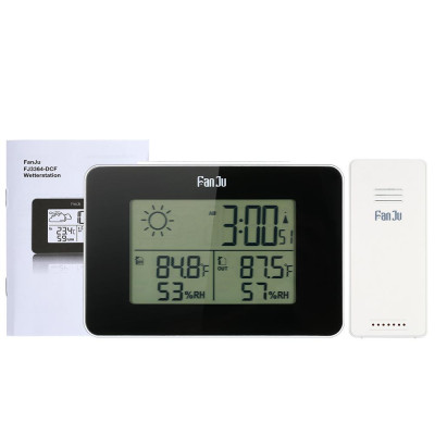 Đồng hồ để bàn kỹ thuật số không dây,hiển thị màn hình LCD, Chức năng Dự báo thời tiết, định dạng 12H / 24H