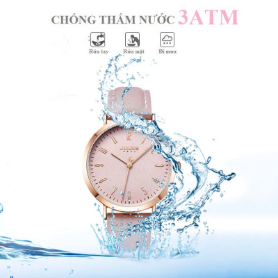 Đồng Hồ Nữ Julius Hàn Quốc JA1017D Dây Da Màu Hồng Cá Tính