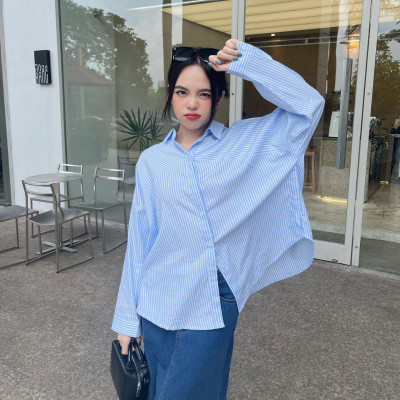 Áo sơ mi kẻ sọc cách điệu hai bên Aiko Miều Est.2013