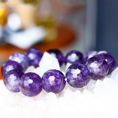 Vòng thạch anh tím hạt đa giác size 16mm mệnh hỏa. thổ - Ngọc Quý Gemstones