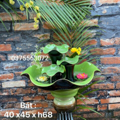 Đài phun nước- Thác phong thủy gốm sứ Bát tràng