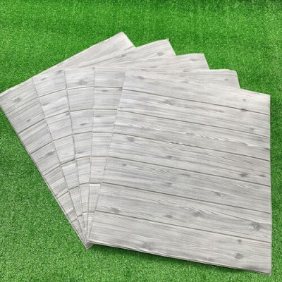 Bộ 10 Tấm Xốp Dán Tường Vân Gỗ Xám Cách Âm, Chống Va Đập, Bền Đẹp, Sang Trọng