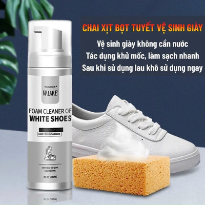 Chai xịt tạo bọt tuyết vệ sinh giày cao cấp, chai tẩy rửa giày không dùng nước 1 CHAI 200ml