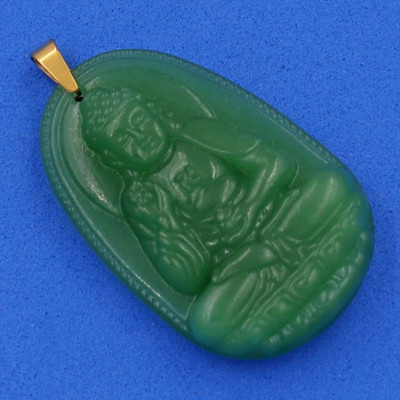 Mặt Dây Chuyền Phật A Di Đà thạch anh xanh 3.6cm - phật bản mệnh tuổi Tuất, Hợi - mặt size nhỏ