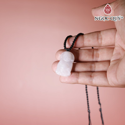 Mặt dây chuyền thần tài cẩm thạch bạch ngọc type A 32x18mm mệnh thủy kim - Ngọc Quý Gemstones