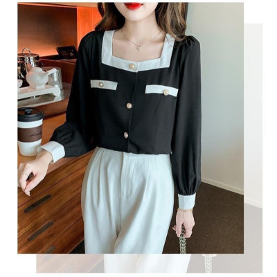 ÁO SƠ MI CỔ VUÔNG VIỀN XINH XẮN