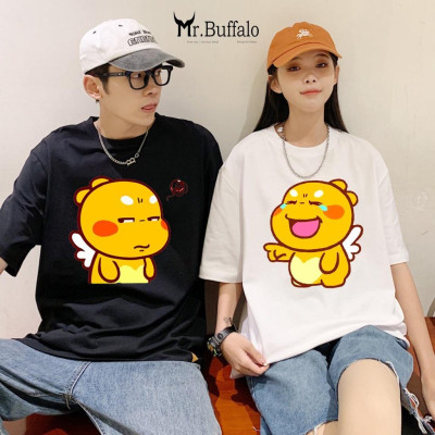 Áo đôi, cặp tay lỡ unisex Qoobee dễ thương Mr.Buffalo Q32Q33