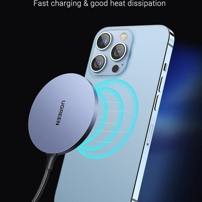 Ugreen UG30233CD245TK 15W Màu Xám Bộ sạc không dây chuẩn cổng nghệ sạc Qi chuẩn cắm USB-C - HÀNG CHÍNH HÃNG