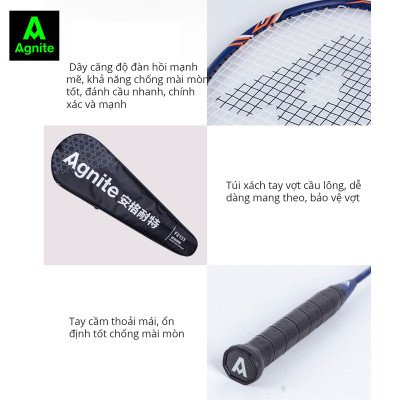 Vợt cầu lông siêu nhẹ khung carbon cao cấp Agnite - Kèm bao đựng cao cấp - 1 chiếc - Hàng chính hãng - F2115