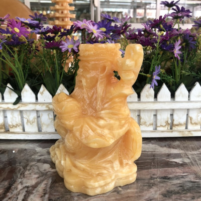 Tượng ông Thần Tài kim tiền, thần phát, thần tiền cầm thỏi vàng phong thủy đá ngọc hoàng long đặt bàn thờ thần tài thổ địa 