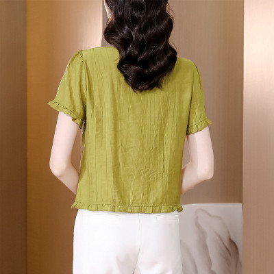 Áo sơ mi nữ tay ngắn, áo kiểu nữ, chất liệu Đũi mềm mát, form trẻ trung, năng động NeSa Shop