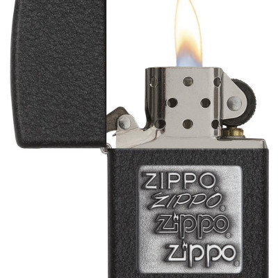 Bật lửa Zippo Black Crackle Silver Zippo Logo 363