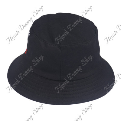 Mũ bucket tai bèo nam thêu chữ tàu độc đáo, vành rộng 6.5cm chống nắng tốt, vải kaki 2 lớp - Hạnh Dương
