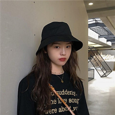 Mũ tai bèo màu đen trơn thời trang nữ đơn giản thoải mái